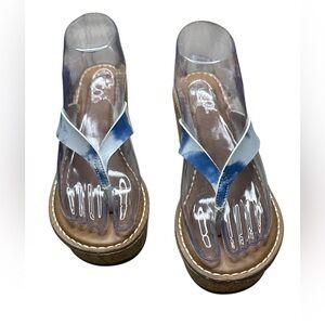 Sugar Casual Blue and White Sandals with Thong Straps